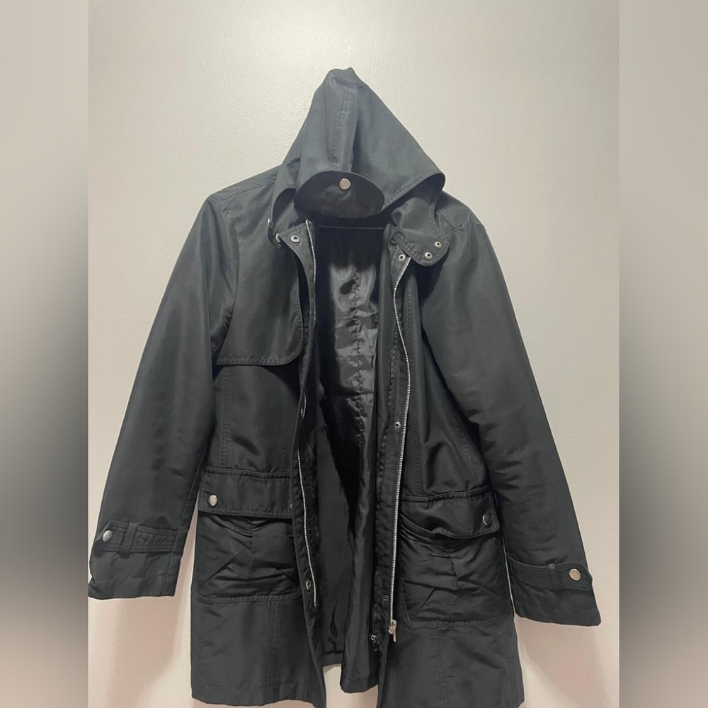Women's black lightweight long wind blocker jacket size XL